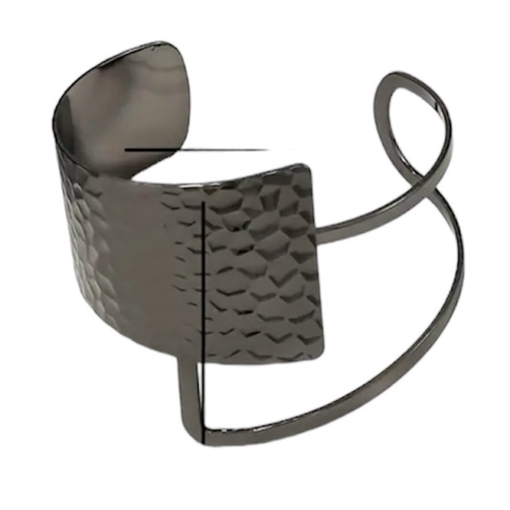Black Metal Abstract Bracelet Bold Glamorous Cuff Bangle Jewelry asymmetrical